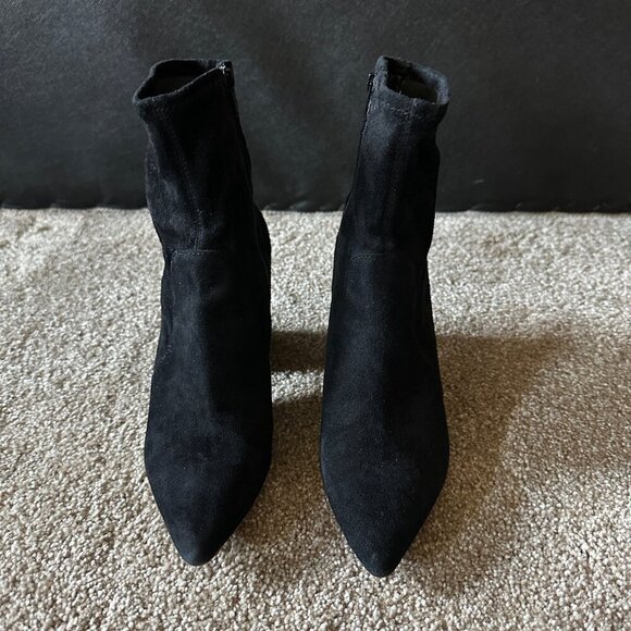 Loeffler Randall Isla Suede Slim Ankle Bootie Black Womens Size 5.5 Side Zip - Picture 10 of 10